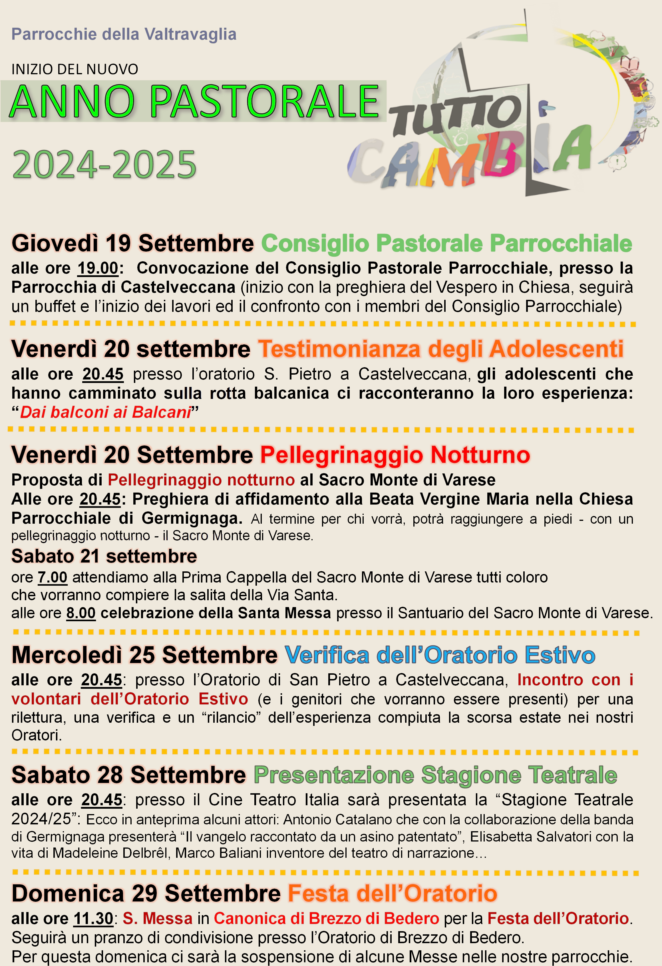 Inizio Anno Pastorale 2024-2025